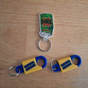 2x Vintage Blockbuster Video Keychains + Vintage Surge Keychain